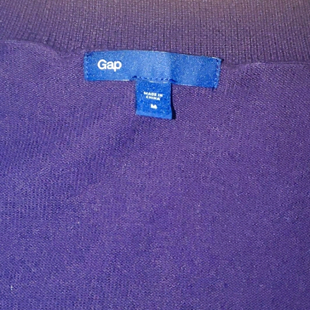 PLUM COLORED GAP CARDIGAN WITH RUFFLE DETAIL - Picture 2 of 4